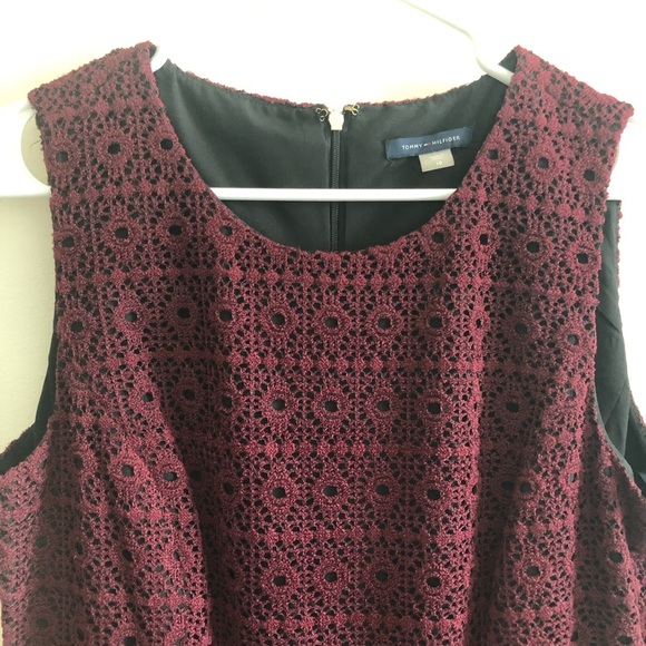 Tommy Hilfiger New Red Crochet Lace Overlay Dress - Picture 2 of 8